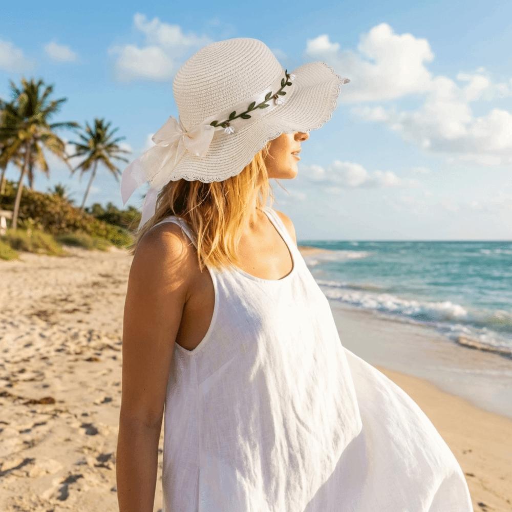 Boho Bow Straw Hat Colorful Women's Sun Hat Sweet Weave Hat  Summer