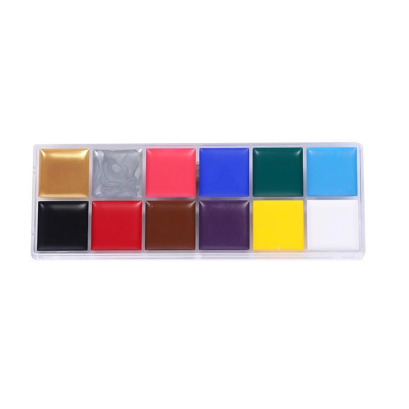 12 Colors Body Paint Halloween Easter Fan Face Paint Kit Safe Non-Toxic Washable Body Face Paint