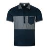 Fashionable Men's Casual Polo Shirt with Pocket Button, Long Placket, Collar, Striped Colour-Blocked Patchwork T-Shirt