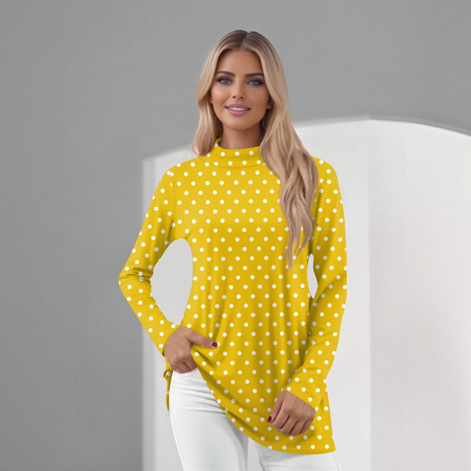 

Жіночий повсякденний топ з довгим рукавом та середнім коміром XXL жовтий