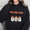 Boo Boo Crew Ghost Prints Halloween Hoodies Women Winter Fleece Warm Hoodies Crewneck Loose Pullovers Casual Soft Sweatshirts