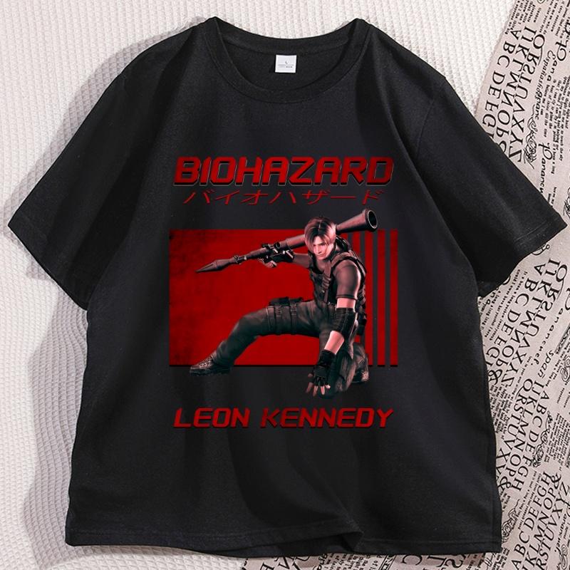Retro Leon Kennedy Tshirts Women Graphic T Shirts Casual Printed Short Sleeve Tshirt Cotton Comfortable Round Neck Tees Tops