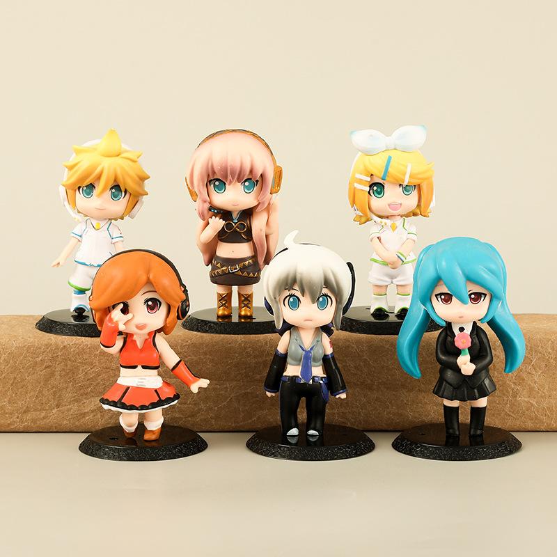 6pcs Hatsune Miku Virtual Singer Anime Action Figure para Crianças, Modelo 3D PVC, Acessórios Cosplay Bonitos, Caráter Adorável