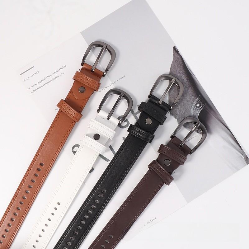 Trendy Pu Leather Belt For Women With Allhole Design And Metal Buckle For Spring 2024