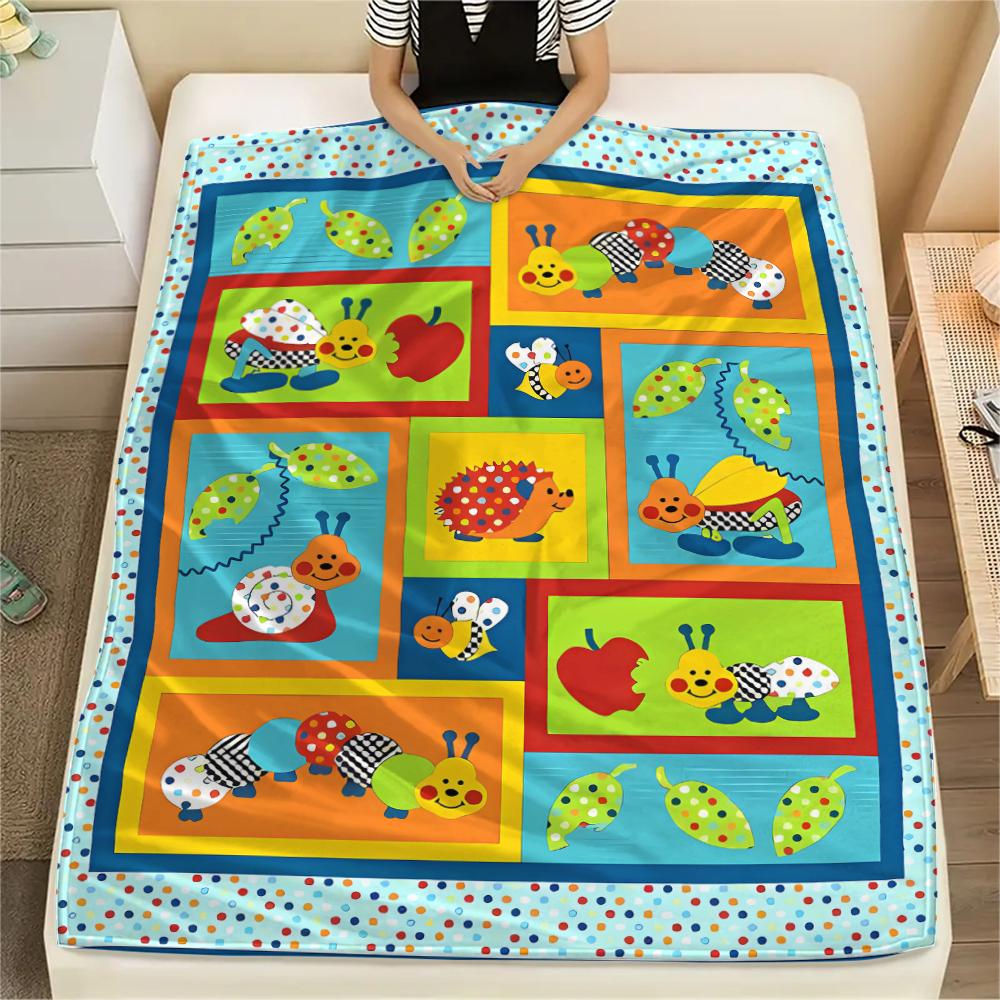 1Pc Cartoon Animals Print Flannel Blanket, High quality Comfortable for All Seasons, Home Decor, Warmth and Comfort, Perfect for Christmas Gifts