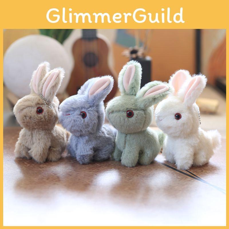 White Cute Cartoon Rabbit Plush Keychain Short Bag Decoration Kids Gift Doll