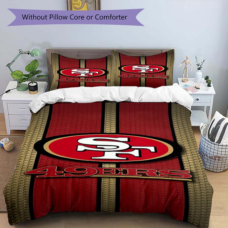 Set Biancheria da Letto Design San Francisco 49ers 1 Copripiumino + 2 Federe Morbido Traspirante Biancheria da Letto per la Casa