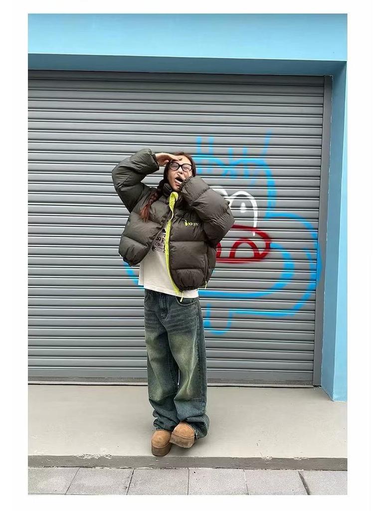 American Retro High-Street Washed Loose Straight Men's Wide-Leg Jeans