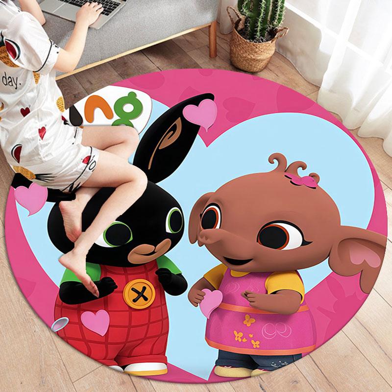 Bing Round Area Rug,Carpet Rug for Living Room Bedroom Sofa Playroom Decor,Non-slip Floor Mat