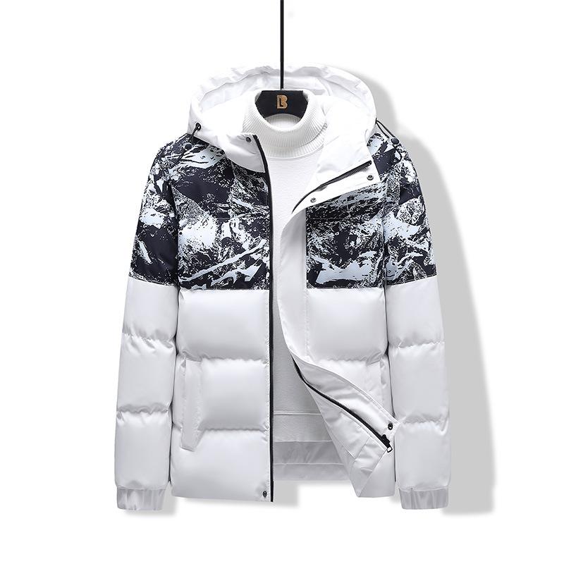 

Зимняя куртка для пар из хлопка с капюшоном и цветными блоками, повседневная и модная куртка из хлопка с плетением XXXXL