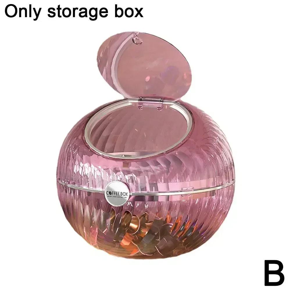 Transparent Spherical Coffee Capsules Storage Box Large Desktop Open With Capacity Decoration Lid Jar Organizer Candy Snack D5p0
