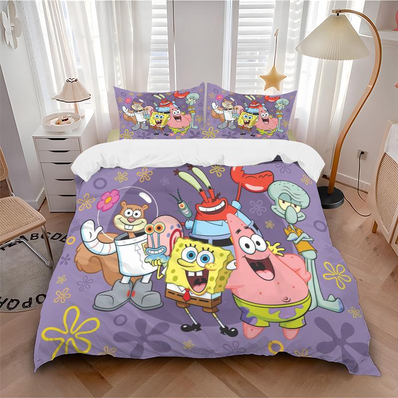 Spongebob Squarepants Adventure Print 3Pcs Bedding Setduvet Cover With 2 Bedropillowcase Home Birthday Gift
