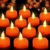 Fall Decorations for Home Halloween Pumpkin Tea Lights, 12 Pack LED Orange Pumpkin Lights Flame Less Candles Battery Operated Flickering Tealights