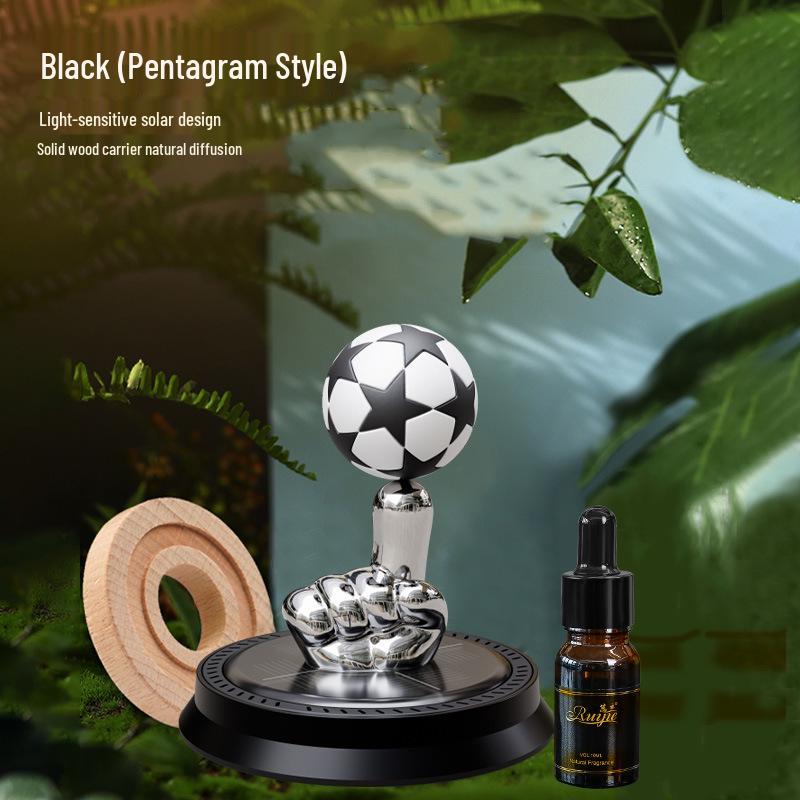 Solar Rotating Football Aromatherapy Ornament for Car Interior - Summer Fragrance Collection