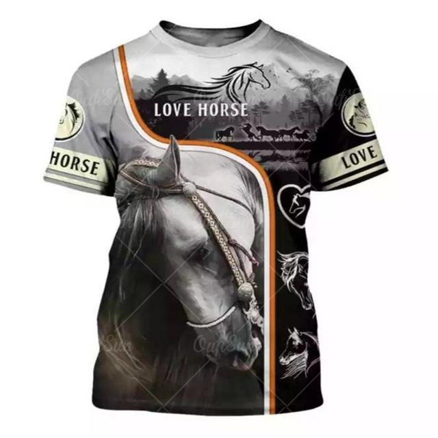 3D-utskrift Hästskjorta Unisex mode T-tröja för kvinnor Stor lös T-shirt med o-halsad T-shirt med kort ärm Fritidskläder Hästkläder