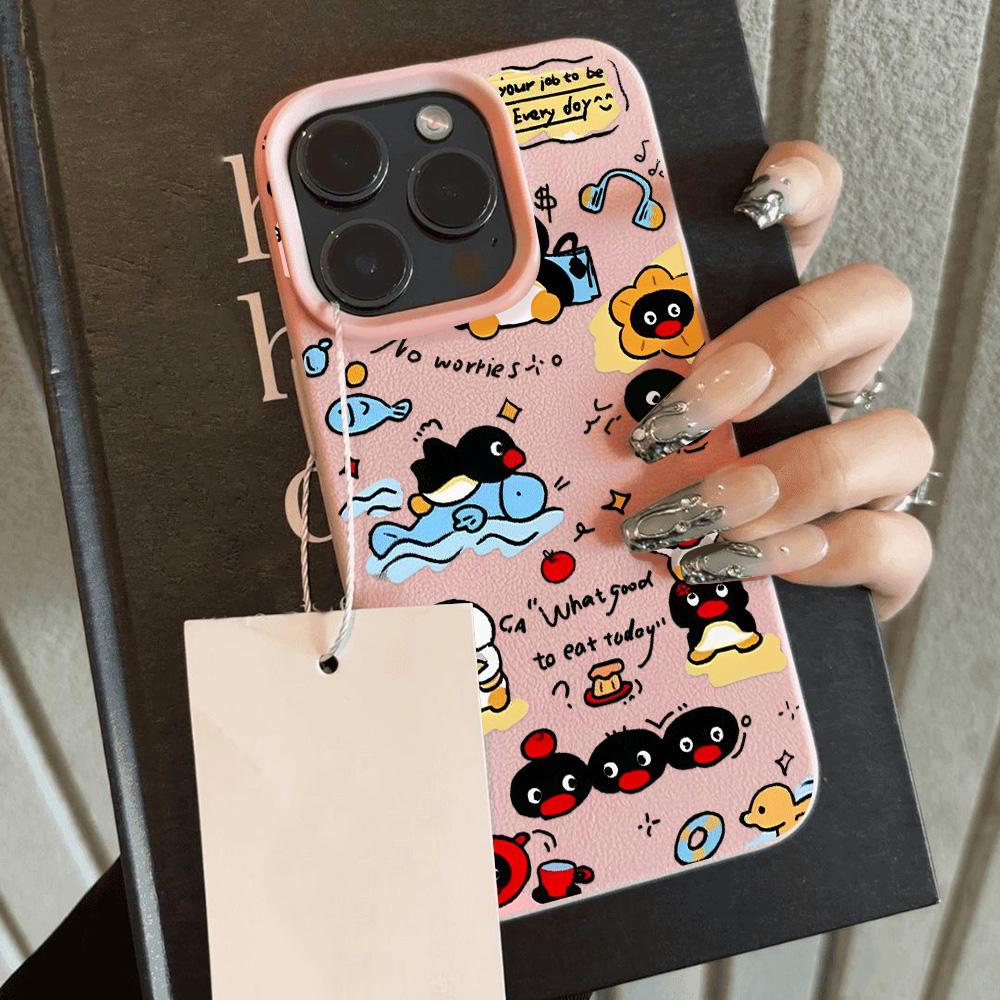 Handyhülle für iPhone 11 13 Hülle iPhone 12 14 15 16 Pro Max 12 Pro 15 Plus Leder lackiert wasserdicht sturzsicher und verschleißfest Cartoon