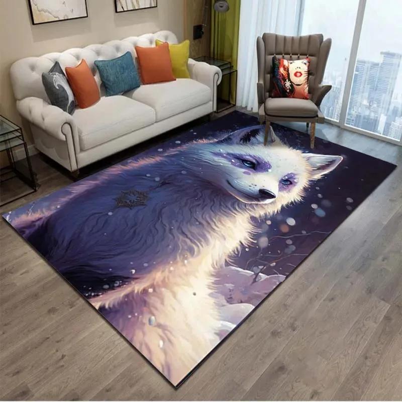 Cartoon Fox 3D Effect Rug–Colorful Animal Design for Kids Bedroom Living Room Soft Non Slip Play Mat for Children Home Decor