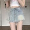 Spicy Girl High-Waisted Lace-Up A-Line Denim Shorts Skirt - Trendy & Versatile for Women