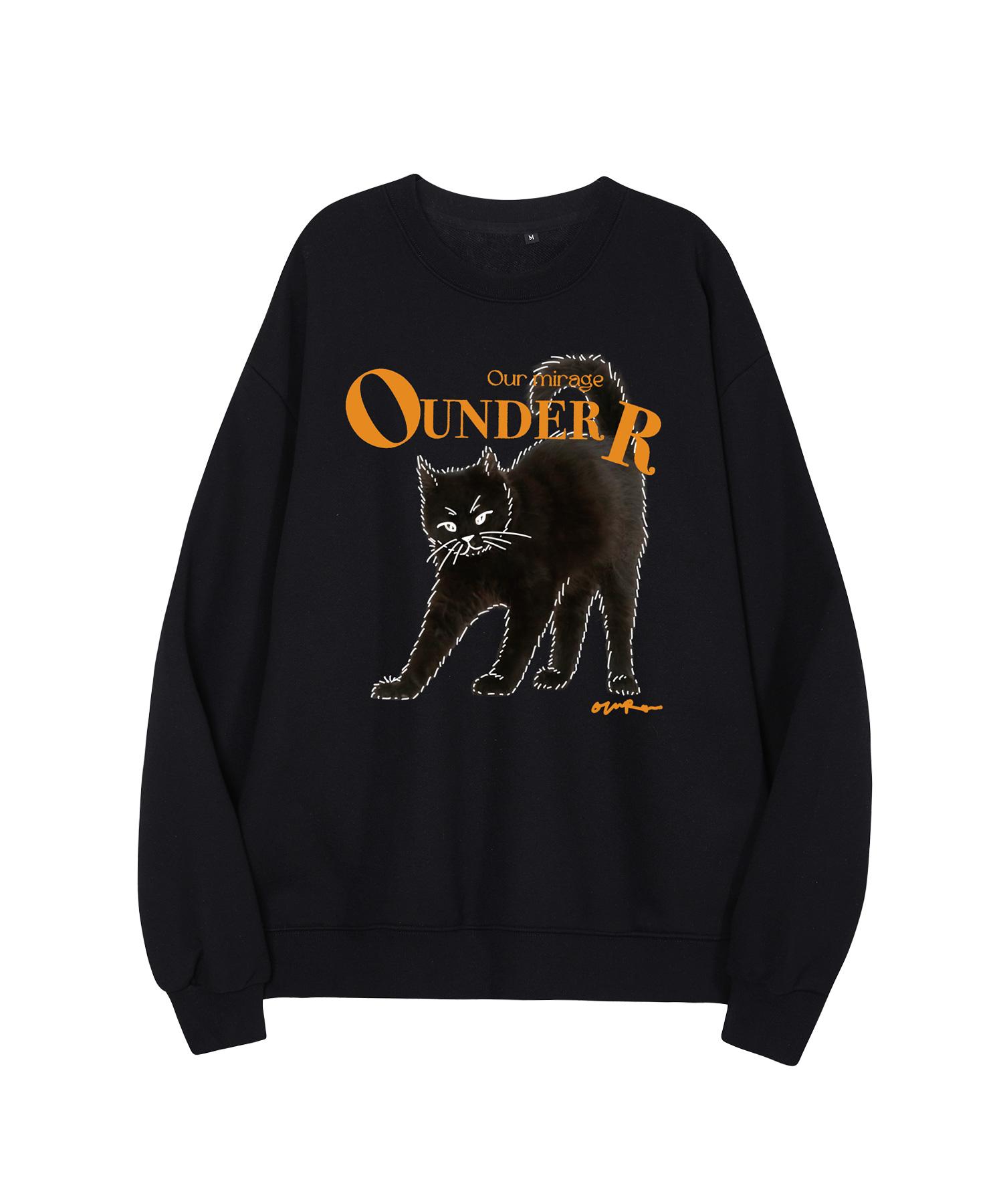O Under R Unisex Kitsch Cat Sweatshirt [Black] 1[S]