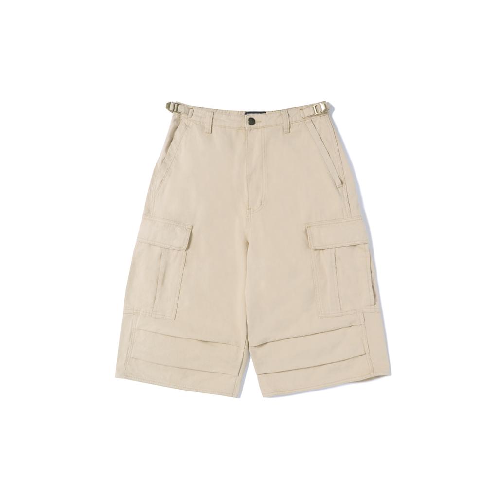 Nodeu Stone Washed Cargo Shorts (Beige)