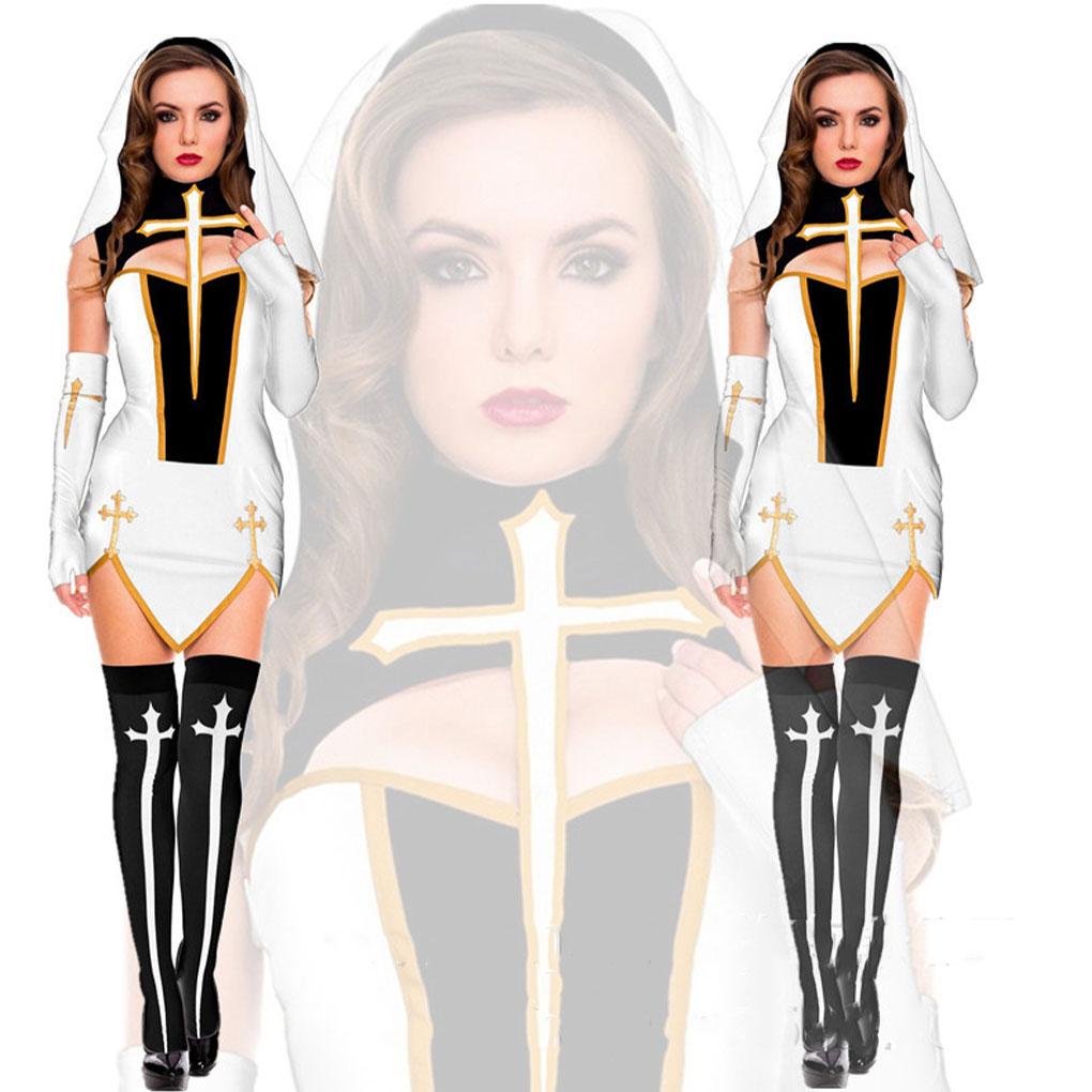 Women Halloween Nun Costume Set Soft And Breathable Polyester Materials Sexy Nun Costume Gift Idea