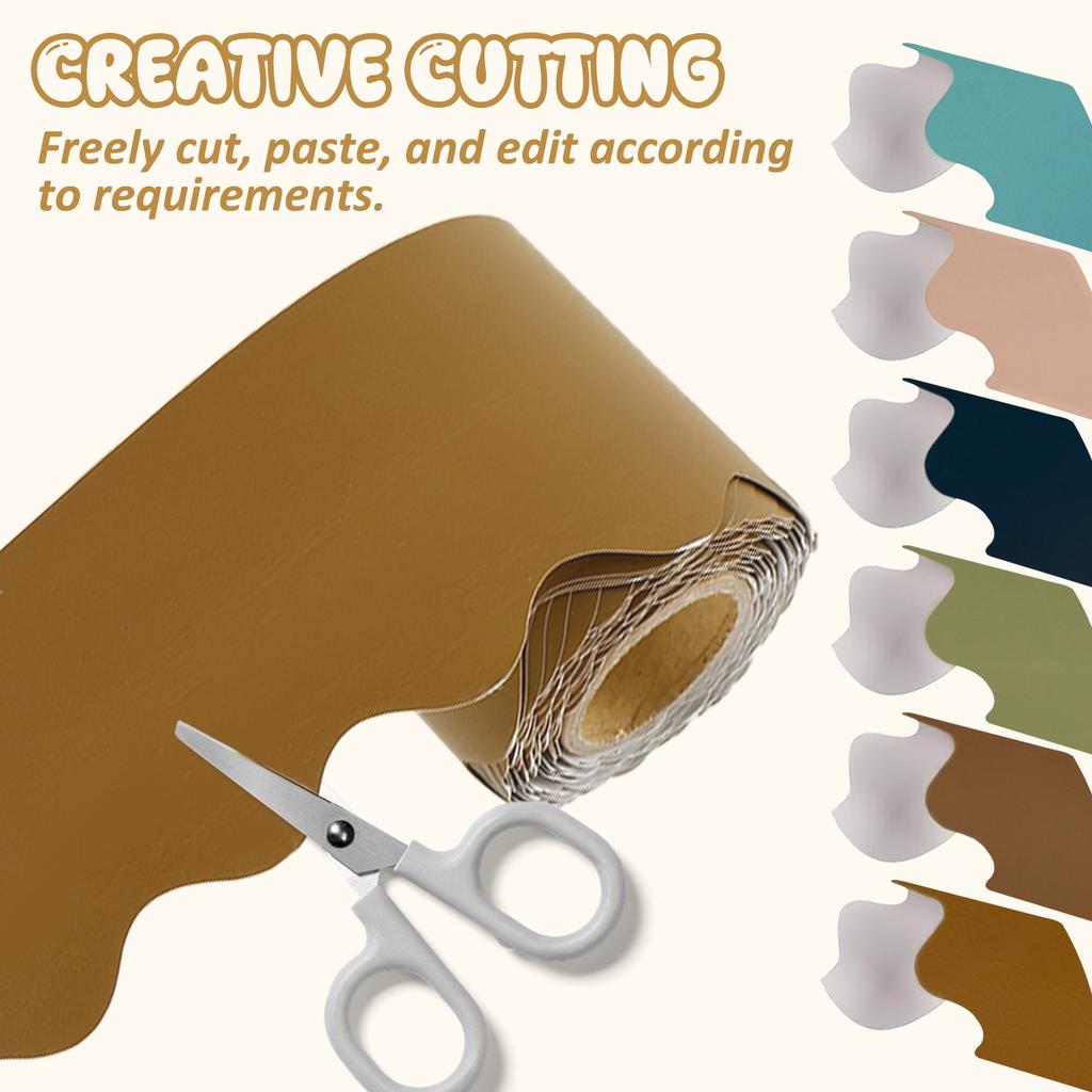 6/8 Rolls Classroom Bulletin Board Poster Border Sticker Colored Wavy Edge Paper Home Party DIY Wall Decoration Notice Board 10m