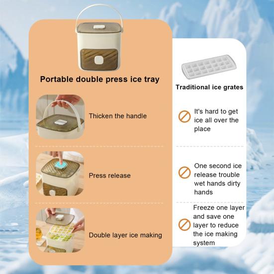 Yousheng Ice Cube Tray for Freezer Sphere Ice Mold Maker with Lid And Bin One Button Release Circle Ice Cube Mold Ice Bucket for Whiskey Cocktails