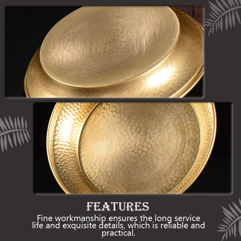 Exquisite Handcrafted Copper Tray for Buddhist Temples and Home Use Multi-Function Decorative Offering Plate Desktop Household