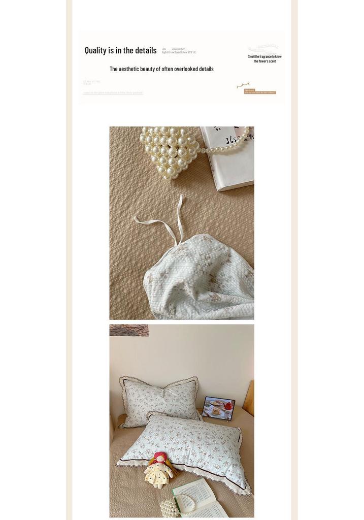 Korean French Style Hollow Lace Puff Cotton Bedding Set, Girly Duvet Cover - Available As 4-Piece or 3-Piece Set
