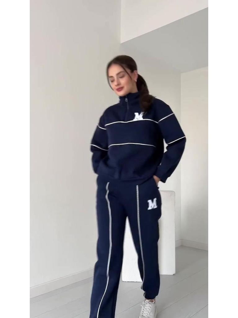 2024 Autumn Color Block Sporty Fashion Loose Set