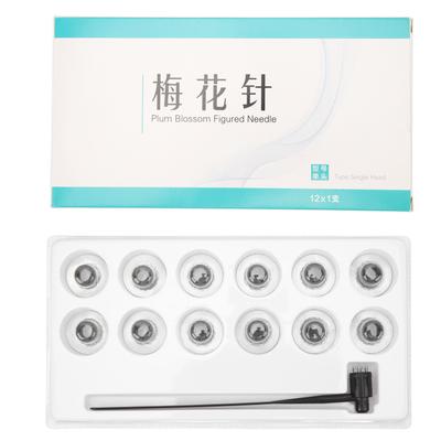 Siebenstern-Nadelhammer Edelstahl Pflaumenblüte Dermaler Hammer mit 12 Ersatzköpfen