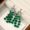 Flash Diamond Exaggerated High-End Retro Style Earrings, Green Crystal Beaded Tassel Long Light Luxury Earrings.