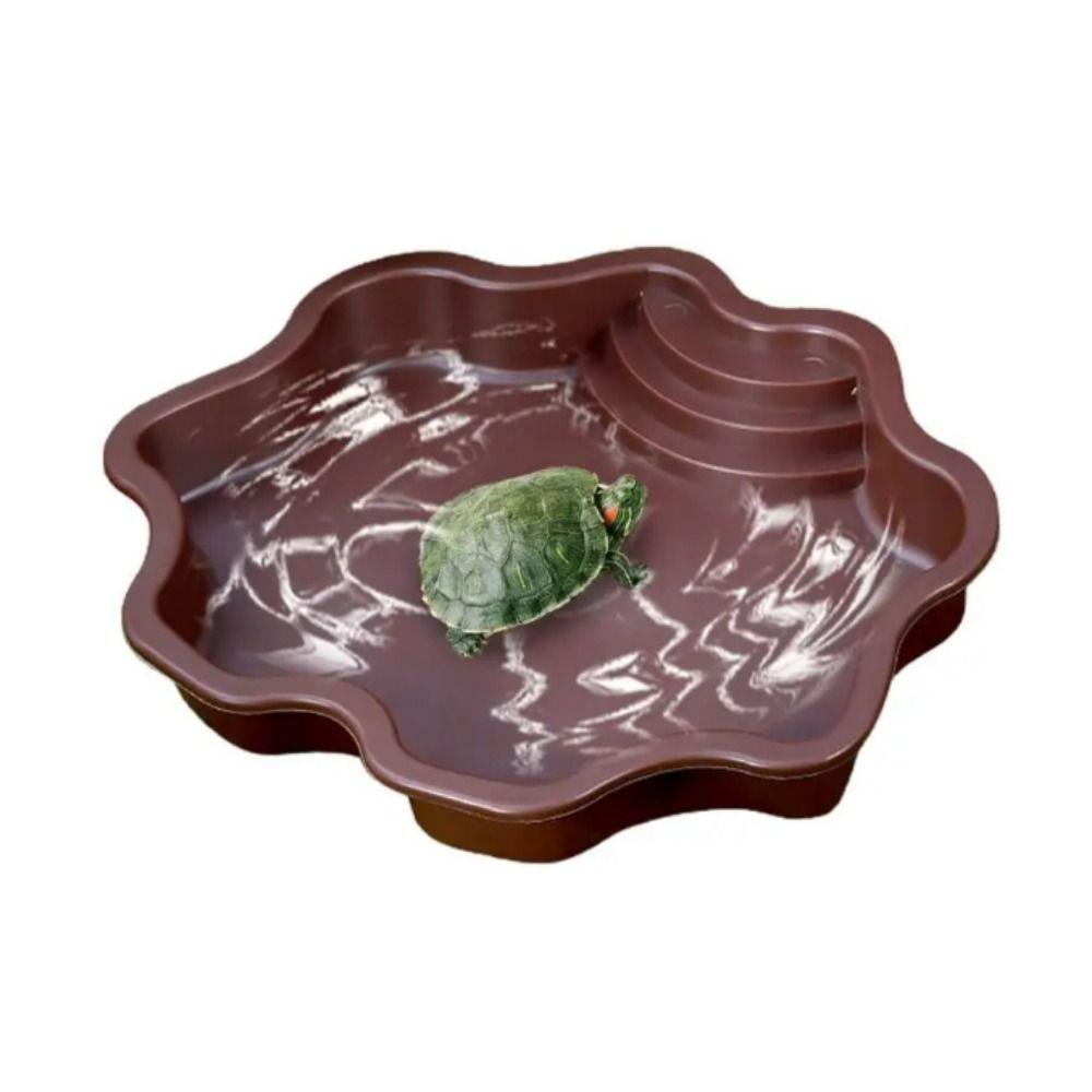 Flower Shape Ramp Turtle Bathtub Plastic Turtle Feeding Dish  For Geckos Turtles Lizards