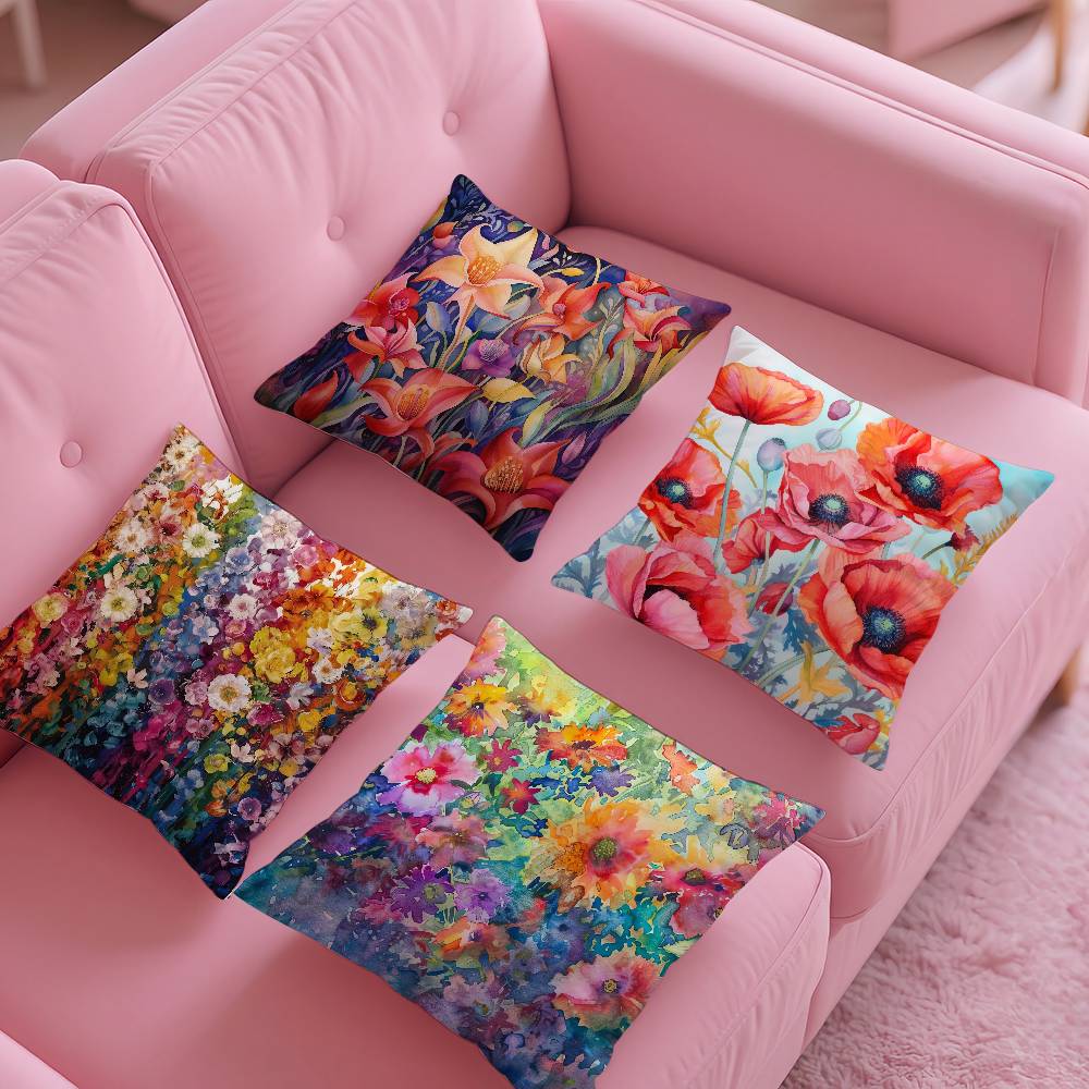 Stunning Colorful Floral Pillow Case Pattern Printing Pillowcase Living Room Sofa Cushion Cover Bedroom Room Decor