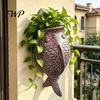 Small Fern Planter Fish Shape Wall Mounted Hanging Flower Pot European Style Decorative for Balcony Outdoor Patio Garden Wall-mounted Plant