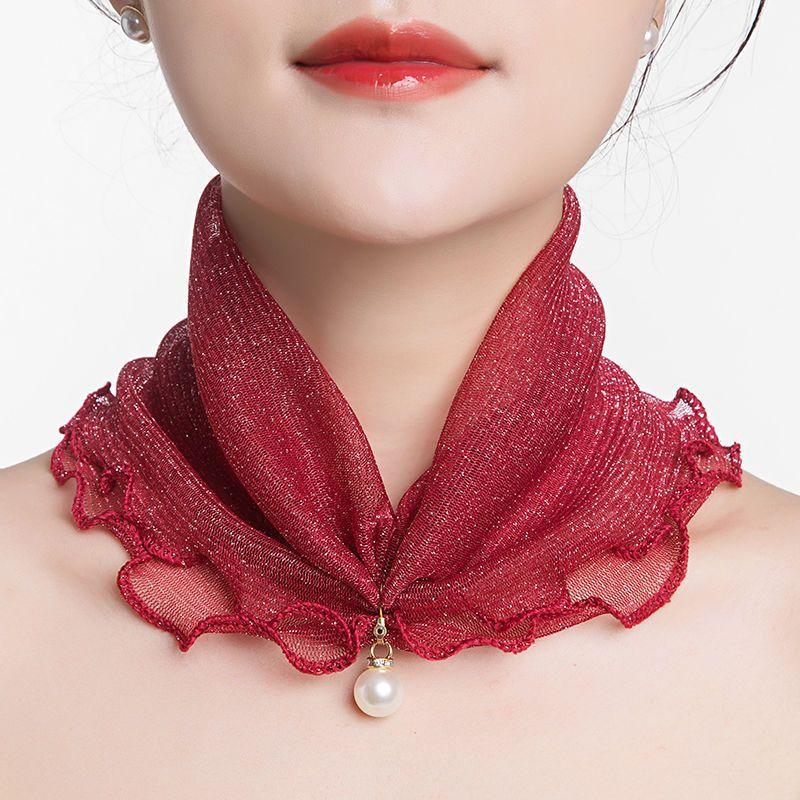 Women's Sunscreen Neck Cover Veil Neck Protection Scarf Summer Thin Ruffled Edge Scarf