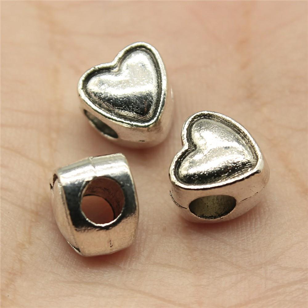10pcs Heart Charms For Jewelry Making Antique Bronze Silver Color DIY Crafts Making Findings Handmade Tibetan Jewelry