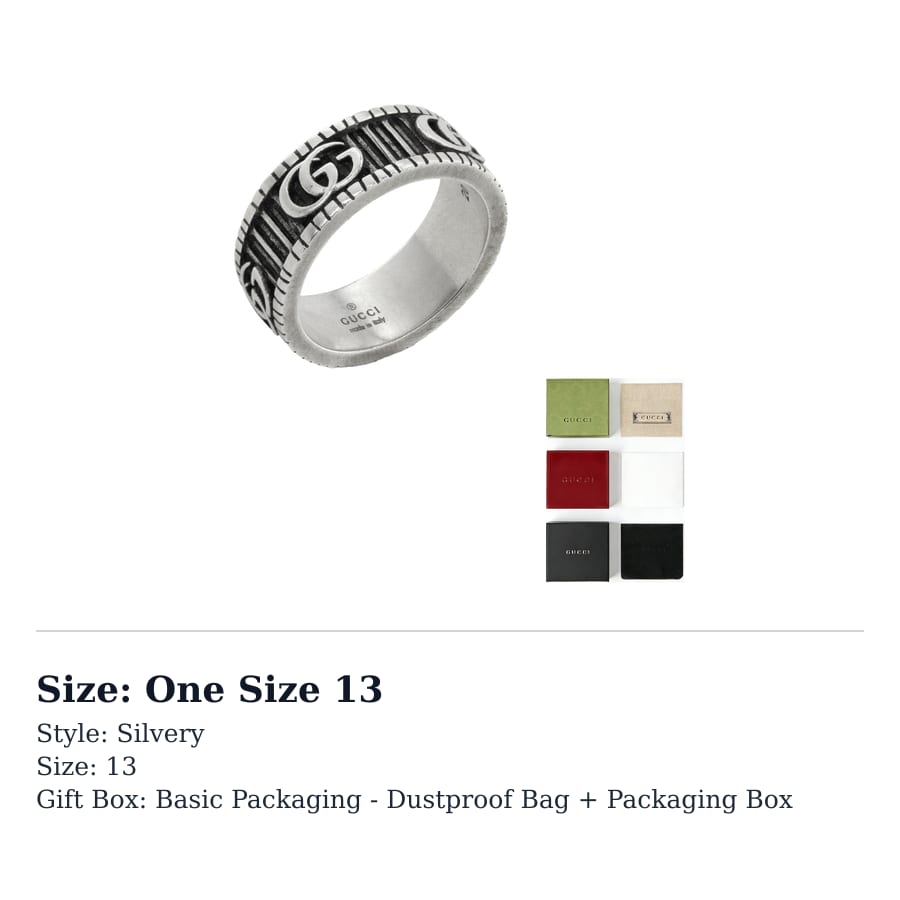 GUCCI GG Marmont 925 Sterling Silver Rings Unisex 551899-J8400-0811-