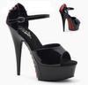 FHC 15cm High Heeled Sandals,Women Sexy Summer Heels,Stage Show Pole Dancing Shoes,Ankle Buckle Strap,Peep Toe,Black,Red,Purple