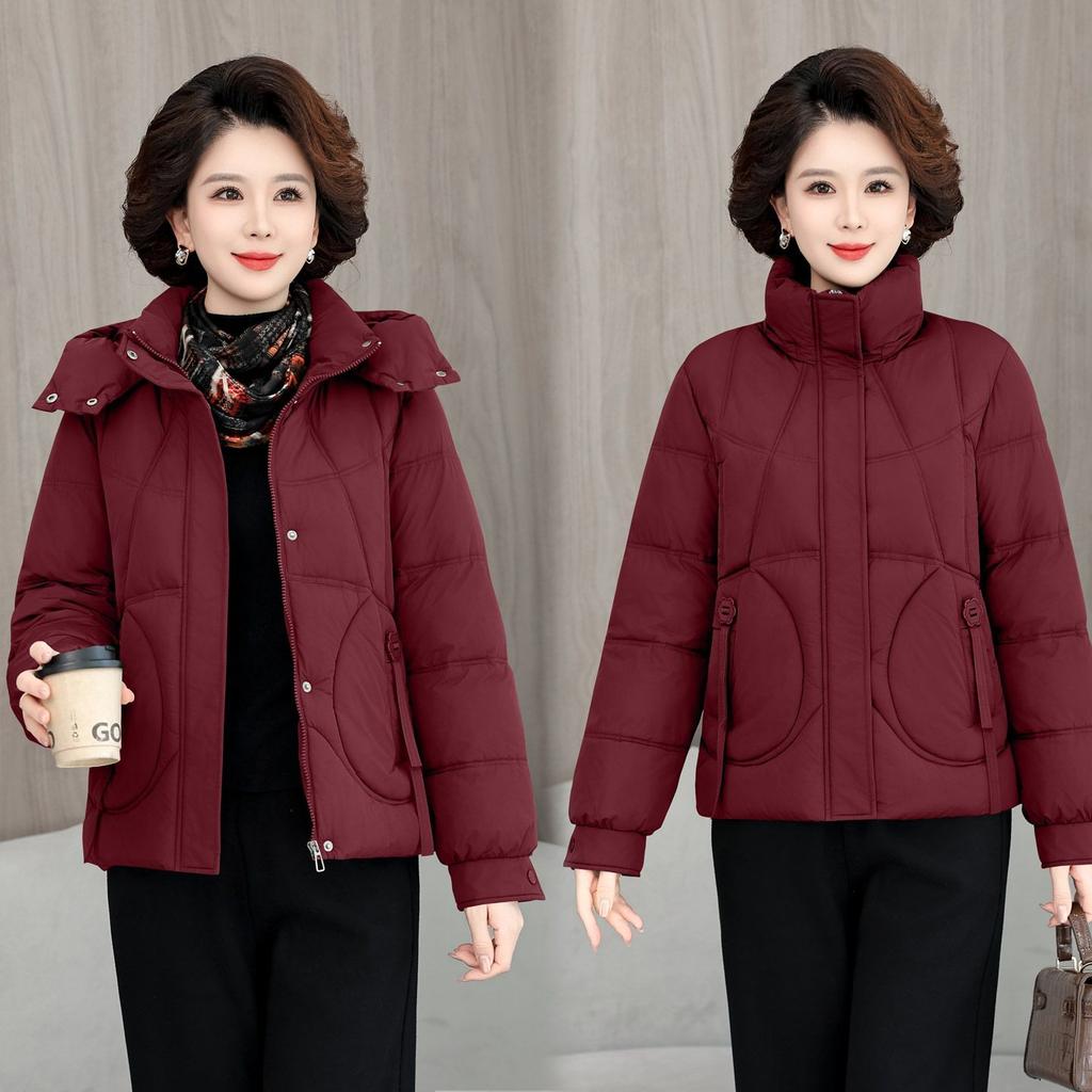 Winter Down Cotton Coat for Women Plus Size Short Padded Jacket Mom Outerwear New