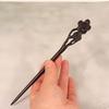 Exquisitely Carved Ebony & Sandalwood Hairpin - Ancient Chinese Style Accessory for Updos and Hanfu Headdress