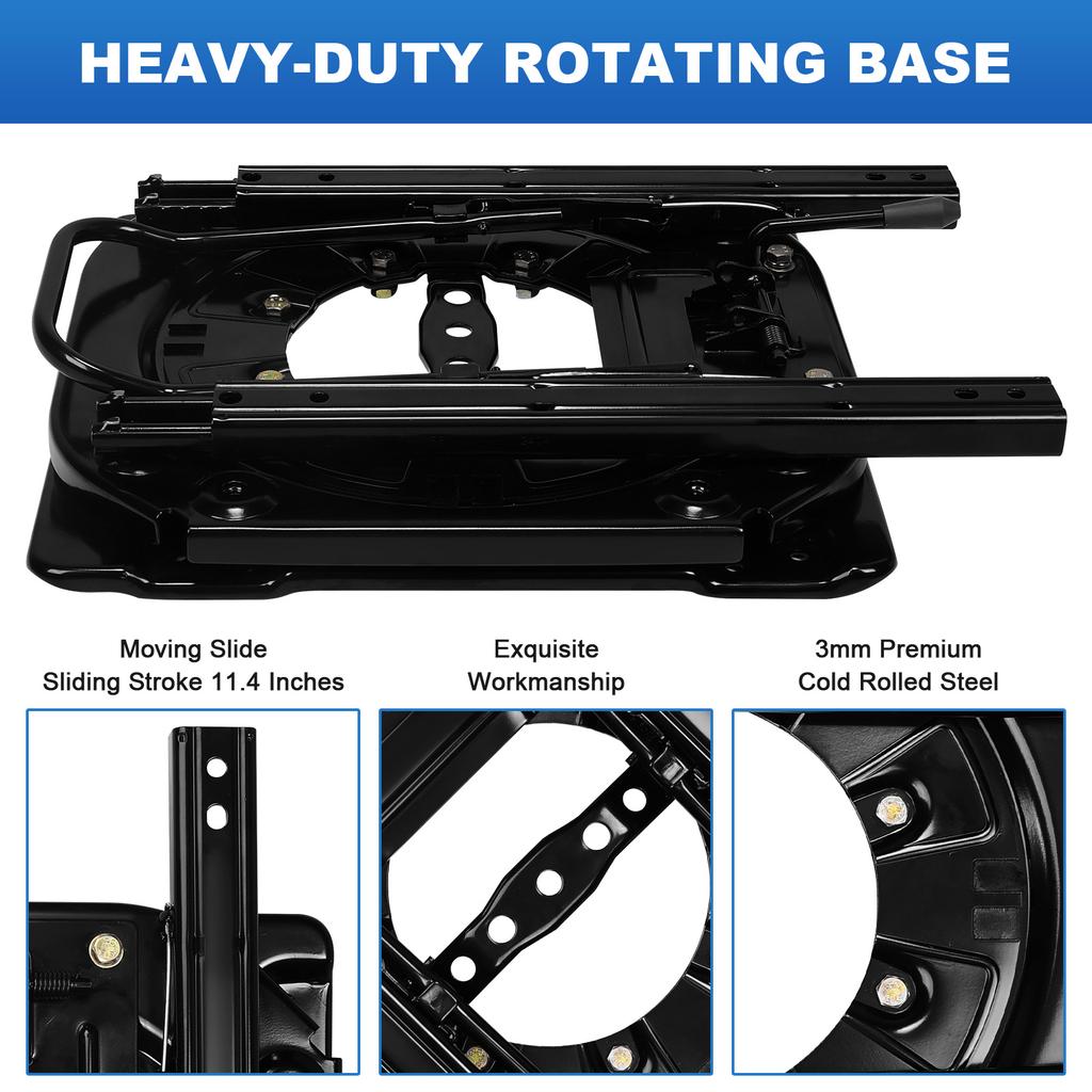 3mm Steel Plate Heavy Duty Seat Swivel Base 360 Degree Rotatable Rotating Seat Base W/ Slider for RV Van Camper Boat Truck & Bus