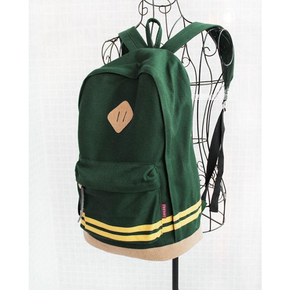 Canvas Backpack For Women With Striped Pattern And Padded Laptop Compartment For School Use