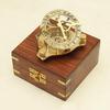 10.16 Cm Brass Sundial Compass with Wooden Box Engraving Gift Nautical Décor Handmade Steampunk Travel Compass Gift