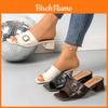 Womens Style Square Toe Pu Flat Slide Sandals Summer Casual Comfortable For Beach Walks