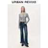 UR 2025 Winter Women's Vintage Washed High-Waisted Flare Denim Jeans