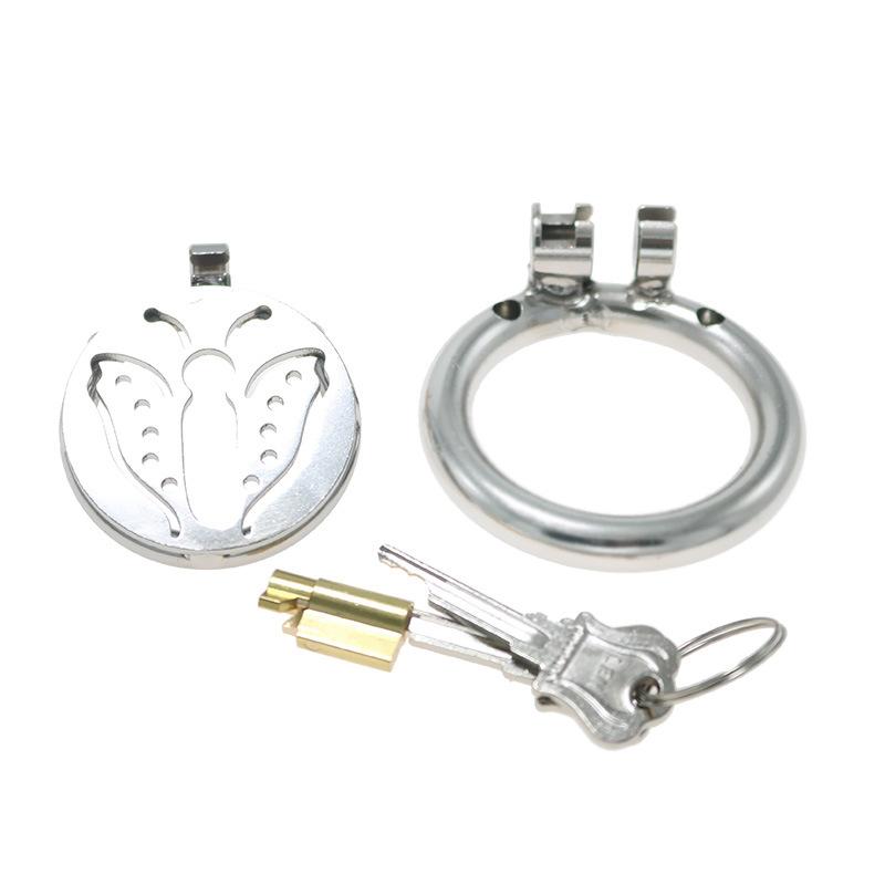 Stainless Steel Butterfly Chastity Cleaner Men's Chastity Lock Penis Cage Flat Lock Adult Supplies Sex Tools for Going out