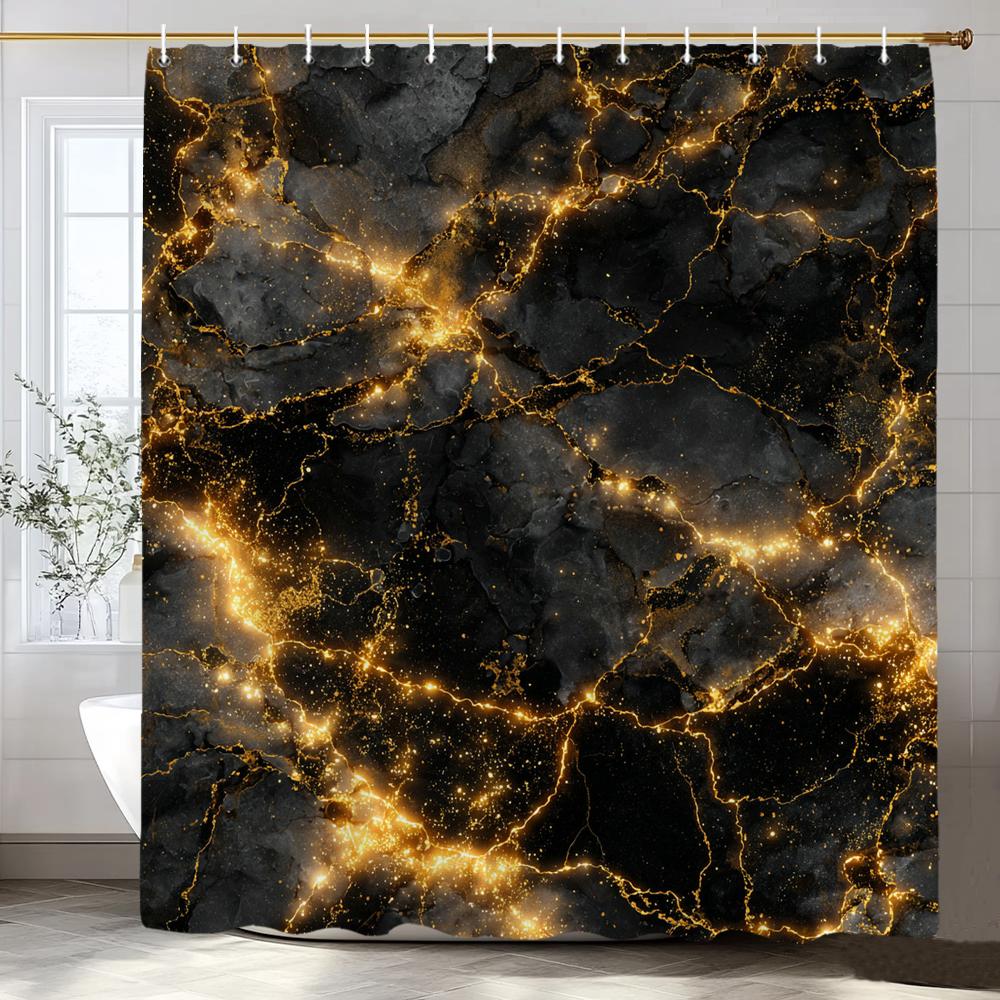 Cortina de Ducha con Impresión Flow Art Mármol Verde, Cortina de Ducha Decorativa para Baño, Cortina de Ducha Impermeable con Ganchos