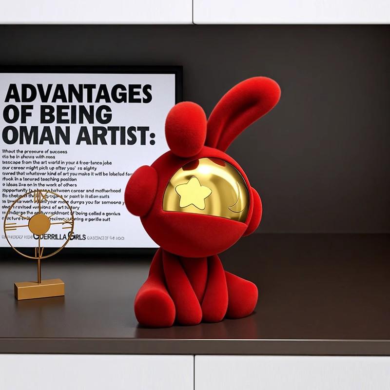 Rabbit Figurine Luxury Resin Living Room Decoration Miniature Modern Table Ornament Figurine Nordic Creative Design Miniature