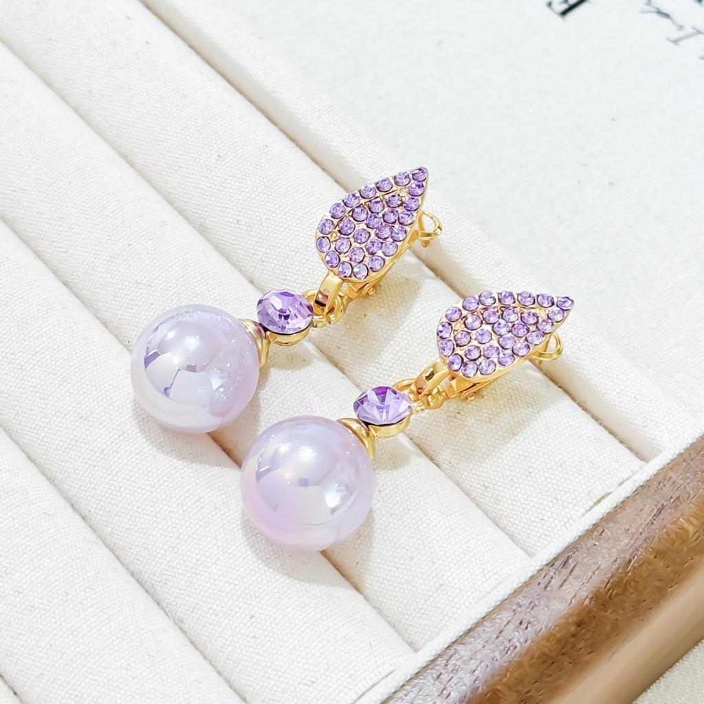 Violet Exquisite Super Flash Imitation Pearl Stud Earrings, Simple And Versatile Light Luxury Fashion Earrings Women, Trendy Ear Jewelry